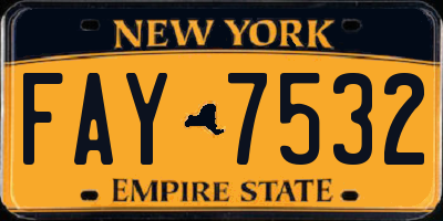 NY license plate FAY7532