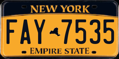 NY license plate FAY7535