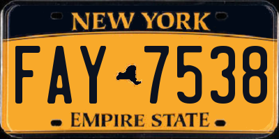 NY license plate FAY7538