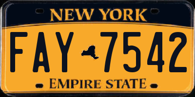 NY license plate FAY7542