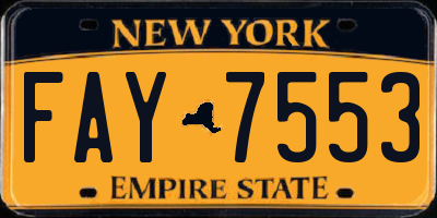 NY license plate FAY7553