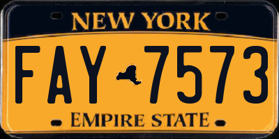 NY license plate FAY7573