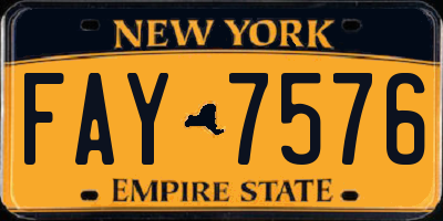 NY license plate FAY7576