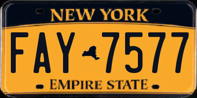 NY license plate FAY7577