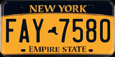 NY license plate FAY7580