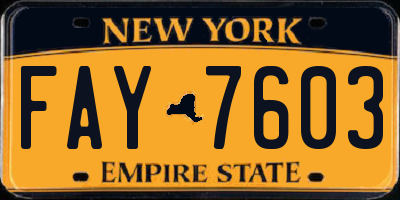 NY license plate FAY7603