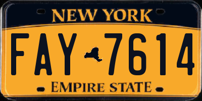 NY license plate FAY7614