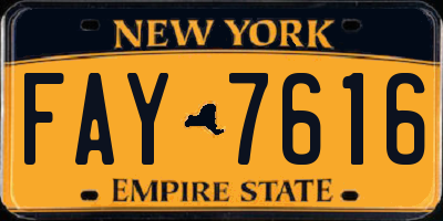 NY license plate FAY7616