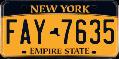 NY license plate FAY7635