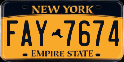 NY license plate FAY7674