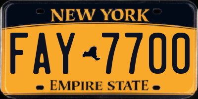 NY license plate FAY7700