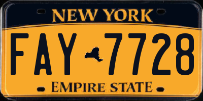 NY license plate FAY7728