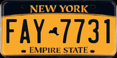 NY license plate FAY7731