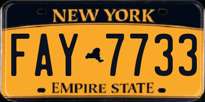 NY license plate FAY7733