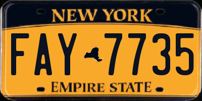 NY license plate FAY7735