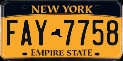 NY license plate FAY7758