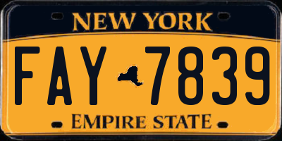 NY license plate FAY7839