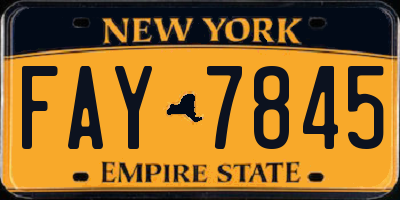 NY license plate FAY7845