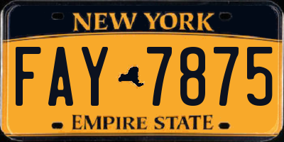 NY license plate FAY7875