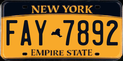 NY license plate FAY7892