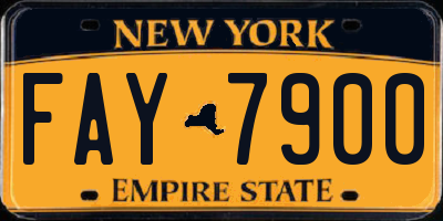 NY license plate FAY7900