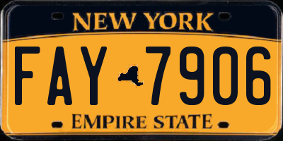 NY license plate FAY7906