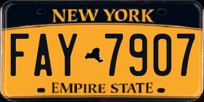 NY license plate FAY7907