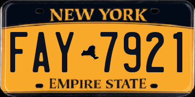 NY license plate FAY7921