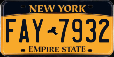 NY license plate FAY7932