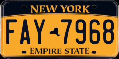 NY license plate FAY7968