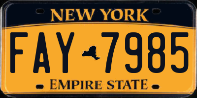 NY license plate FAY7985