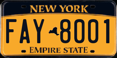 NY license plate FAY8001