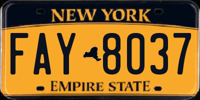 NY license plate FAY8037