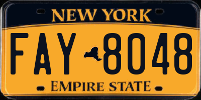 NY license plate FAY8048