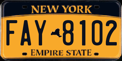 NY license plate FAY8102
