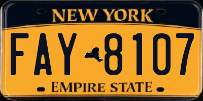 NY license plate FAY8107
