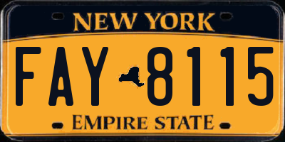 NY license plate FAY8115