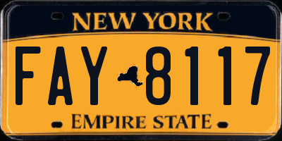 NY license plate FAY8117