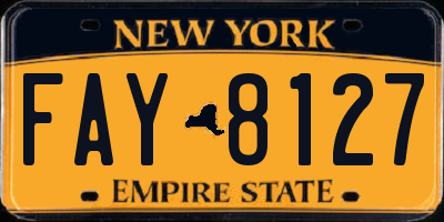 NY license plate FAY8127