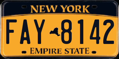 NY license plate FAY8142