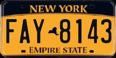 NY license plate FAY8143
