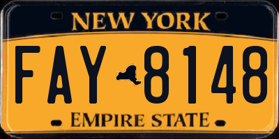 NY license plate FAY8148