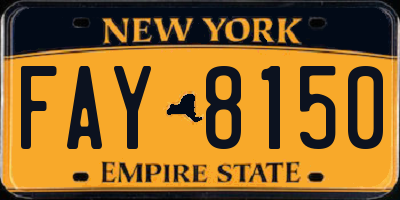 NY license plate FAY8150