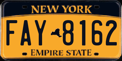 NY license plate FAY8162