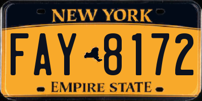 NY license plate FAY8172