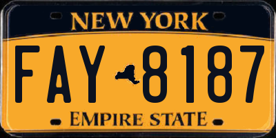 NY license plate FAY8187