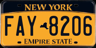 NY license plate FAY8206
