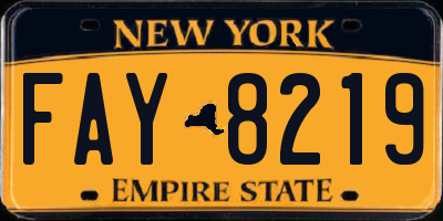 NY license plate FAY8219