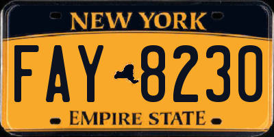 NY license plate FAY8230
