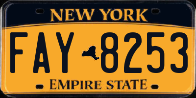 NY license plate FAY8253